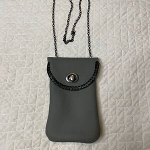 Handmade Custom Gray Leather XS Satchel w/ Black Leather Wrap & Black String